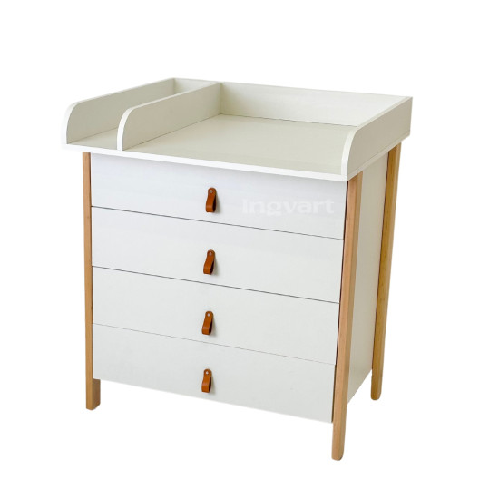 Chest of drawers IngVart Scandi 900 (mdf and chipboard) white/beech white/natural