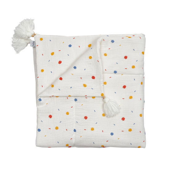 Children's blanket Twins muslin 90x90 insulated with tassels Confetti multicolor