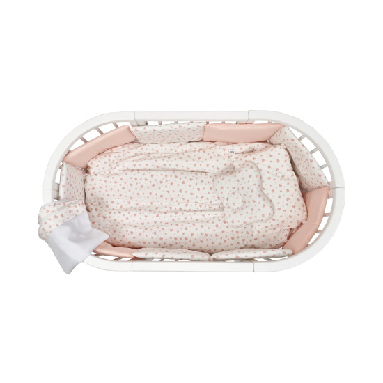 Постельный комплект для детской кровати 8 эл Twins Dolce Limited Сердечки коралловый