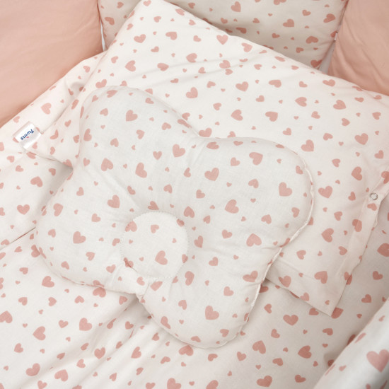 Постельный комплект для детской кровати 8 эл Twins Dolce Limited Сердечки коралловый