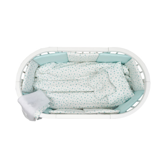 Постельный комплект для детской кровати 8 эл Twins Dolce Limited Сердечки мятный