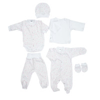 Set for maternity ward Twins interlock (6 el) 52s Stars pink