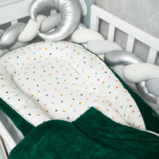 Кокон-позиционер для новорожденных Twins Dreams изумрудный