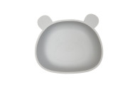 Тарелка силиконовая глубокая Twins Мишка, light grey, светло серый