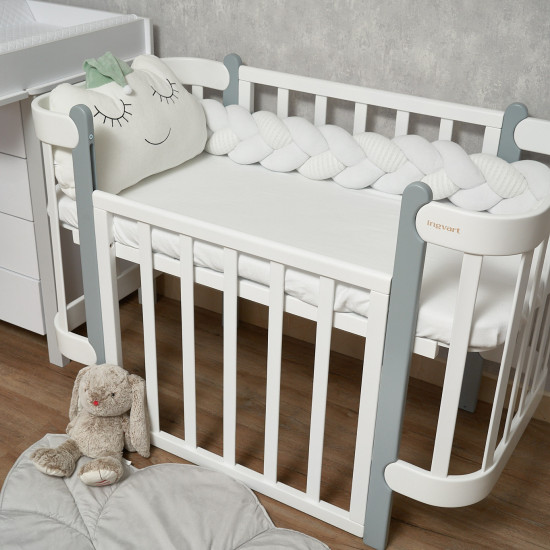 Бампер - косичка Twins 3-х прядная 120 см Pastel белый