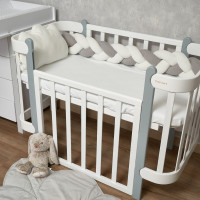 Бампер - косичка Twins 3-х прядная 120 см Pastel серый