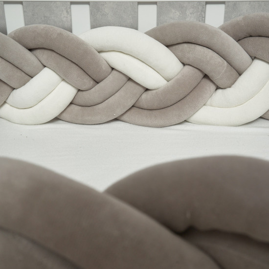 Bumper - pigtail Twins 3-strand double 260 cm white/grey
