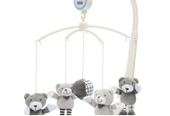 Мобіль Baby Mix плюшевий механічний Ведмедики  53096, grey