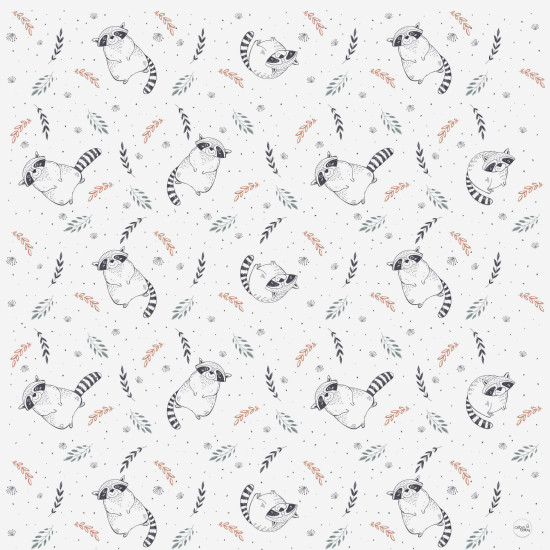 Коврик водонепроницаемый Cebababy 120x120 Raccoon белый/беж