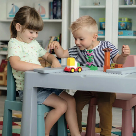 Комплект детский Teggi Multifun 1+2 (столик и 2 стула), turguoise/grey, бирюза/серый