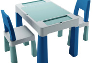 Комплект детский Teggi Multifun 1+2 (столик и 2 стула), turguoise/grey, бирюза/серый