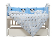 Постельный комплект 7 эл Twins Panda голубой