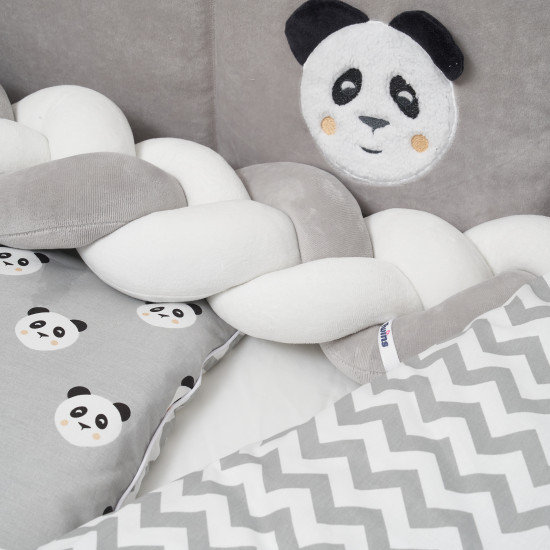 Постільний комплект 7 ел Twins Panda сірий