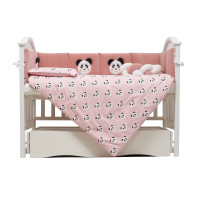 Постельный комплект 7 эл Twins Panda розовый 