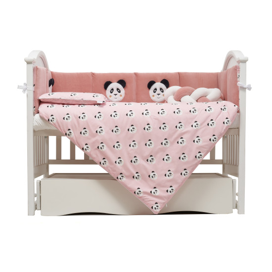 Постельный комплект 7 эл Twins Panda розовый 