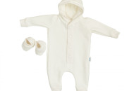 Romper Twins knitted insulated 74 2022-PTU74-202, ecru, light beige, 6-9 months