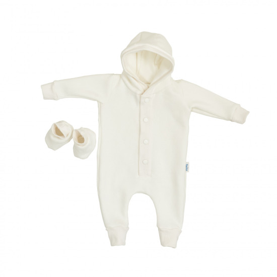 Romper Twins knitted insulated 74 2022-PTU74-202, ecru, light beige, 6-9 months