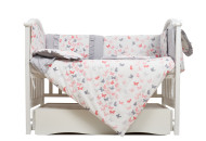 Постельный комплект 7 эл. Twins Romantic Spring collection 4027-TRS-15, Butterfly coral, коралловый