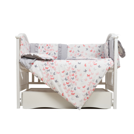 Постельный комплект 7 эл. Twins Romantic Spring collection 4027-TRS-15, Butterfly coral, коралловый