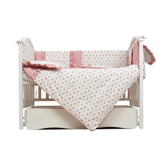 Постельный комплект 7 ел Twins Romantic Spring collection 4027-TRS-08, Flower Power, розовый дым