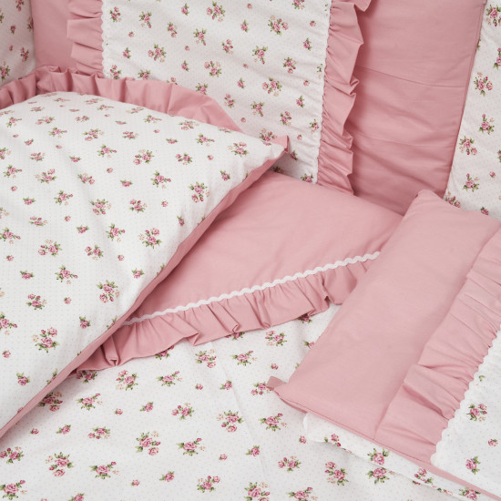 Постельный комплект 7 ел Twins Romantic Spring collection 4027-TRS-08, Flower Power, розовый дым
