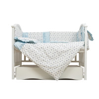 Постельный комплект 7 ел Twins Romantic Spring collection 4027-TRS-04F, Flower, голубой