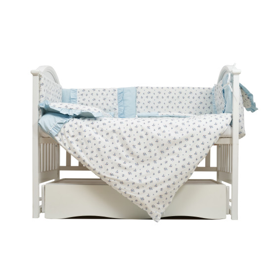 Постельный комплект 7 ел Twins Romantic Spring collection 4027-TRS-04F, Flower, голубой
