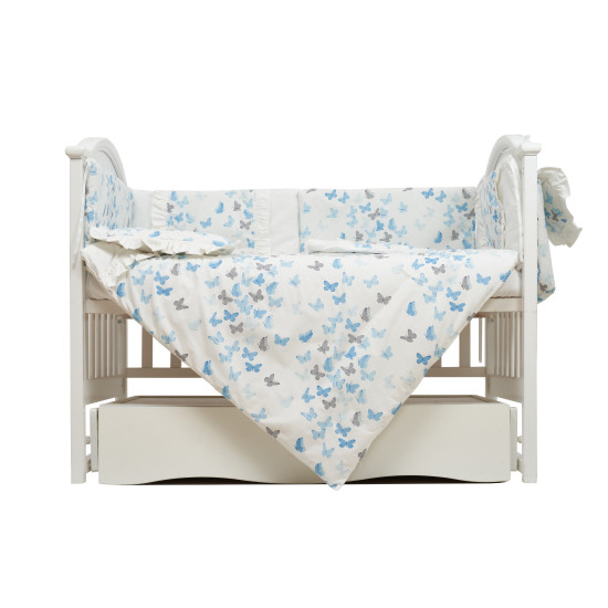 Постельный комплект 7 эл Twins Romantic Spring collection 4027-TRS-401, Butterfly white, голубой/белый