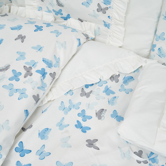 Постельный комплект 7 эл Twins Romantic Spring collection 4027-TRS-401, Butterfly white, голубой/белый