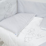 Постельный комплект 7 эл Twins Dolce Loving bear 4075-DLB-10, white/grey, белый/серый