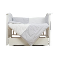 Постельный комплект 7 эл Twins Dolce Loving bear 4075-DLB-10, white/grey, белый/серый