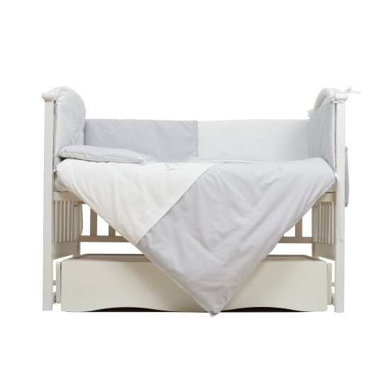 Постельный комплект 7 эл Twins Dolce Loving bear 4075-DLB-10, white/grey, белый/серый
