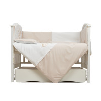 Постельный комплект 7 эл Twins Dolce Loving bear 4075-DLB-02, white/beige, белый/беж