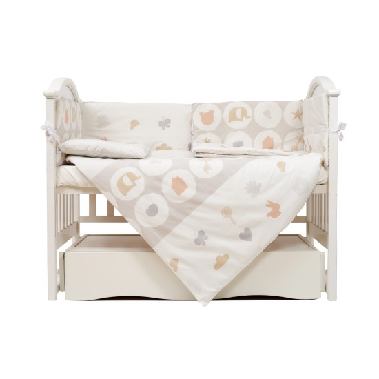 Постельный комплект 6 эл Twins Eco Line New 4091-E-020, Animals beige, бежевый