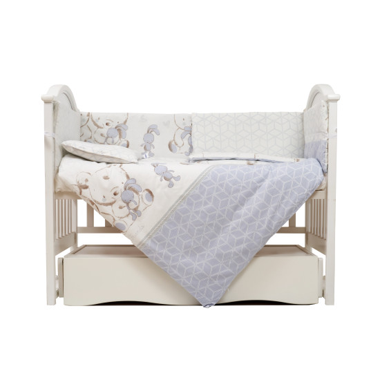 Постельный комплект 6 эл Twins Eco Line New 4091-E-026, Best friend grey, белый / серый