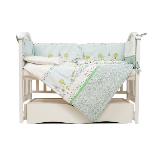 Постельный комплект 6 эл Twins Eco Line 4090-E-010, Village, зеленый