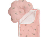 Детский плед и подушка ортопедическая Twins муслин Маршмелоу 110х80 pink/flower розовый