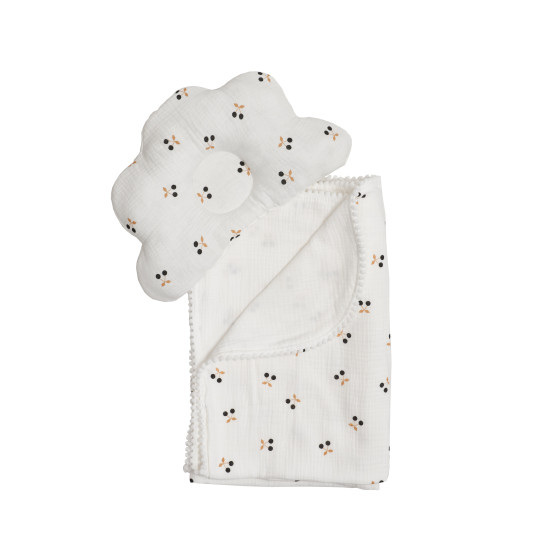 Children's plaid and pillow orthopedic Twins muslin Marshmallow 110x80 white/cherry white