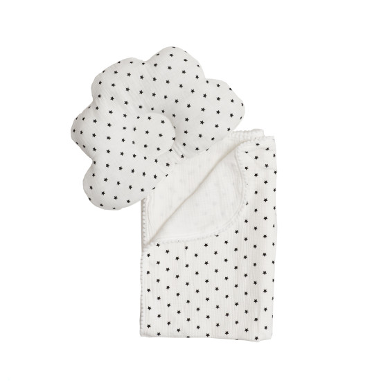 Плед и подушка ортопедическая Twins муслин маршмелоу 110х80 1411-TMPO-01S, white/stars, белый