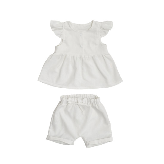 Набор для девочки Twins Linen (шорты, майка) лен 68р белый