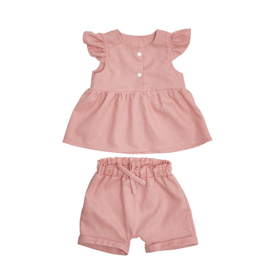 Набор для девочки Twins Linen (шорты, майка) лен 74р W-101-HTL74-24, powder pink, пудра