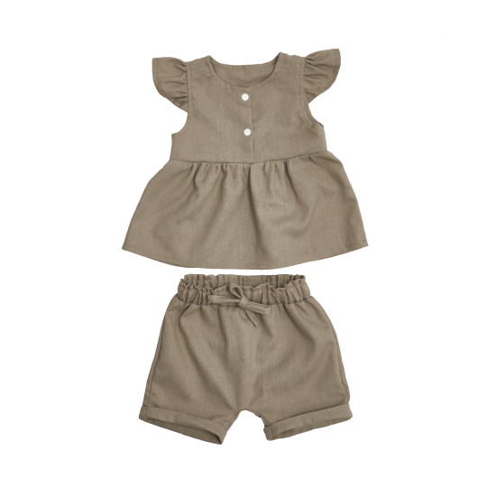 Набор для девочки Twins Linen (шорты, майка) лен 74р W-101-HTL74-02, beige, бежевый