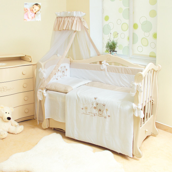 Бампер Twins Evo Лето сатин / аппликация 2073-A-015, white / beige, белый / беж