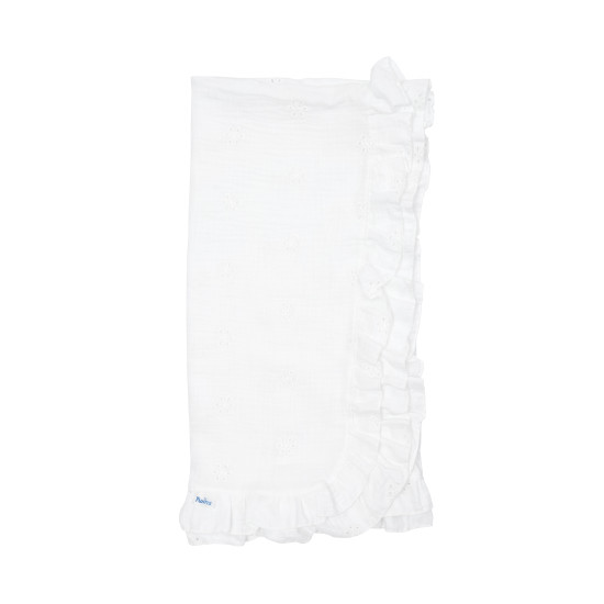 Children's blanket Twins muslin 100x100 Flower with ruffles white