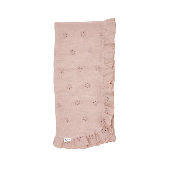 Children's blanket Twins muslin 100x100 Flower with ruffles beige