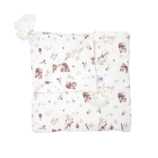 Children's blanket Twins muslin 90x90 insulated with tassels Animals