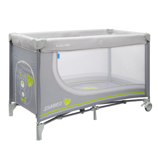 Манеж - ліжко Baby Mix HR-8052 Ведмедик 8052-195, dark grey, темно сірий