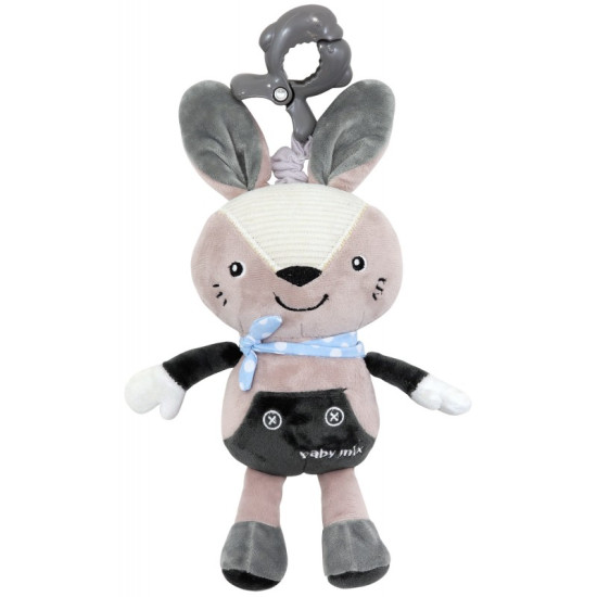 Плюшевая подвеска музыкальная Baby Mix P/1236-EU00 Кролик 40070, grey, серый