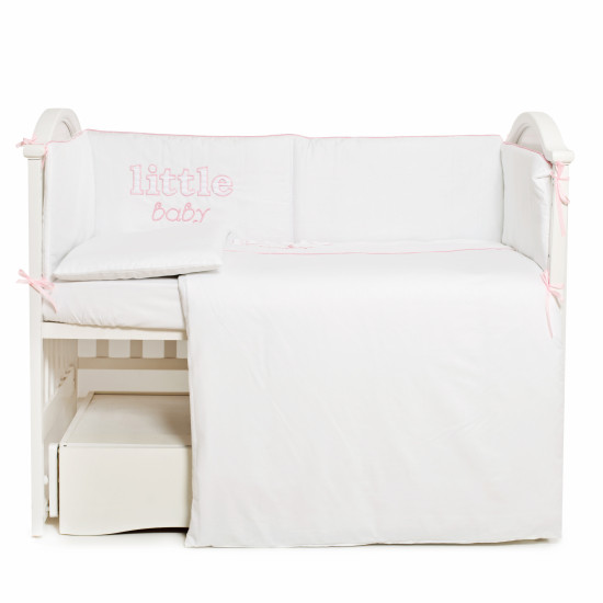 Постельный комплект 6 эл Twins Little Baby 4042-TLB-08, white/pink, белый/розовый