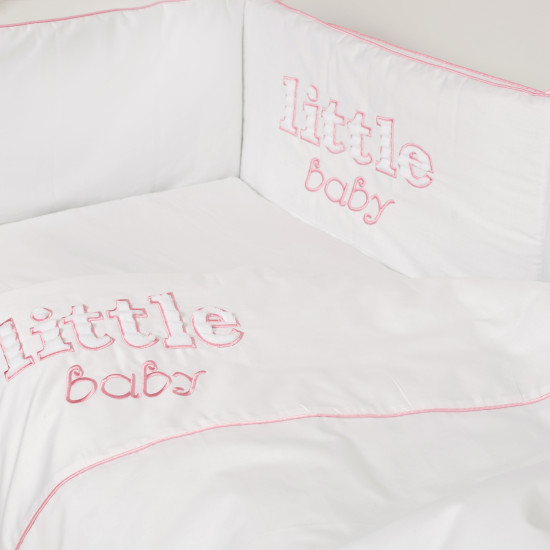 Постельный комплект 6 эл Twins Little Baby 4042-TLB-08, white/pink, белый/розовый